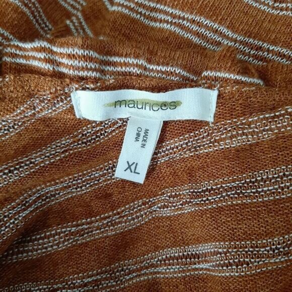 MAURICES Ruffled Fine Knit Tank Top Tan & White Striped Sz XL - Picture 9 of 10